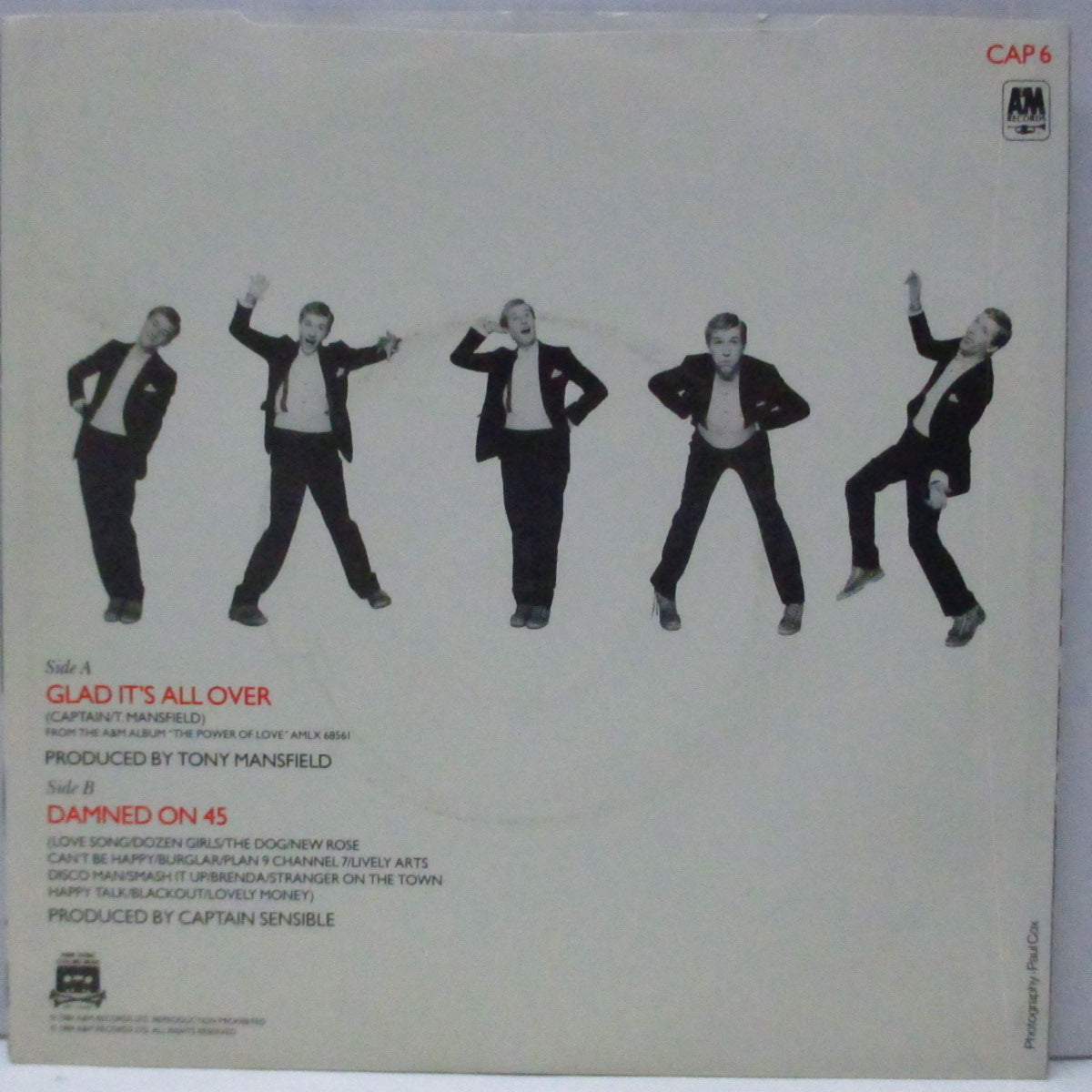 CAPTAIN SENSIBLE (キャプテン・センシブル)  - Glad It's All Over (UK オリジナル 7"/光沢ソフト紙ジャケ) B面はアルバム未収録のダムド・メドレー !