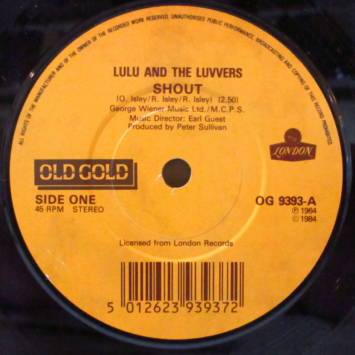 LULU & THE LUVERS / DAVE BERRY (ルル & ザ・ラヴァーズ / デイヴ・ベリー)  - Shout / The Crying Game (UK '84 ジャケ付きカップリング再発 7インチ)