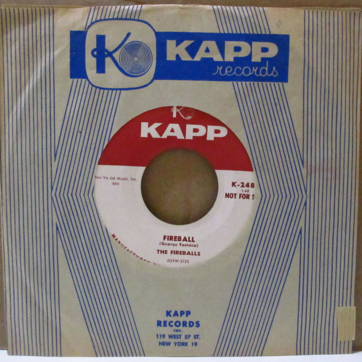 FIREBALLS (ファイアーボールズ)  - Fireball / I Don't know (US '58 プロモ・ラベ 7インチ+カンパニースリーブ)MAD3 のカヴァ原曲 & ロカビリー！