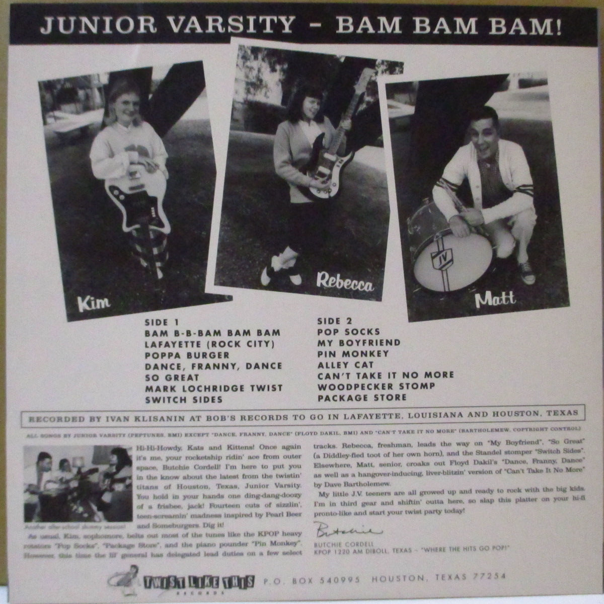 JUNIOR VARSITY  (ジュニア・ヴァーシティ)  - Bam Bam Bam! (US 限定 7インチ+光沢固紙ジャケ, インサート) '00年1stアルバム