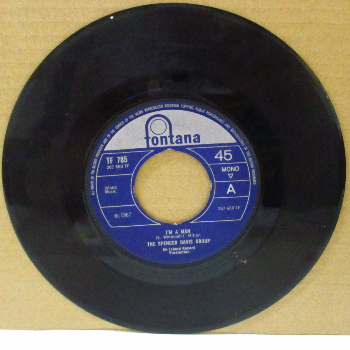 SPENCER DAVIS GROUP (スペンサー・デイヴィス・グループ)  - I'm A Man (UK '67 オリジナル「4ポイント・ラウンドセンター」モノラル 7インチ)