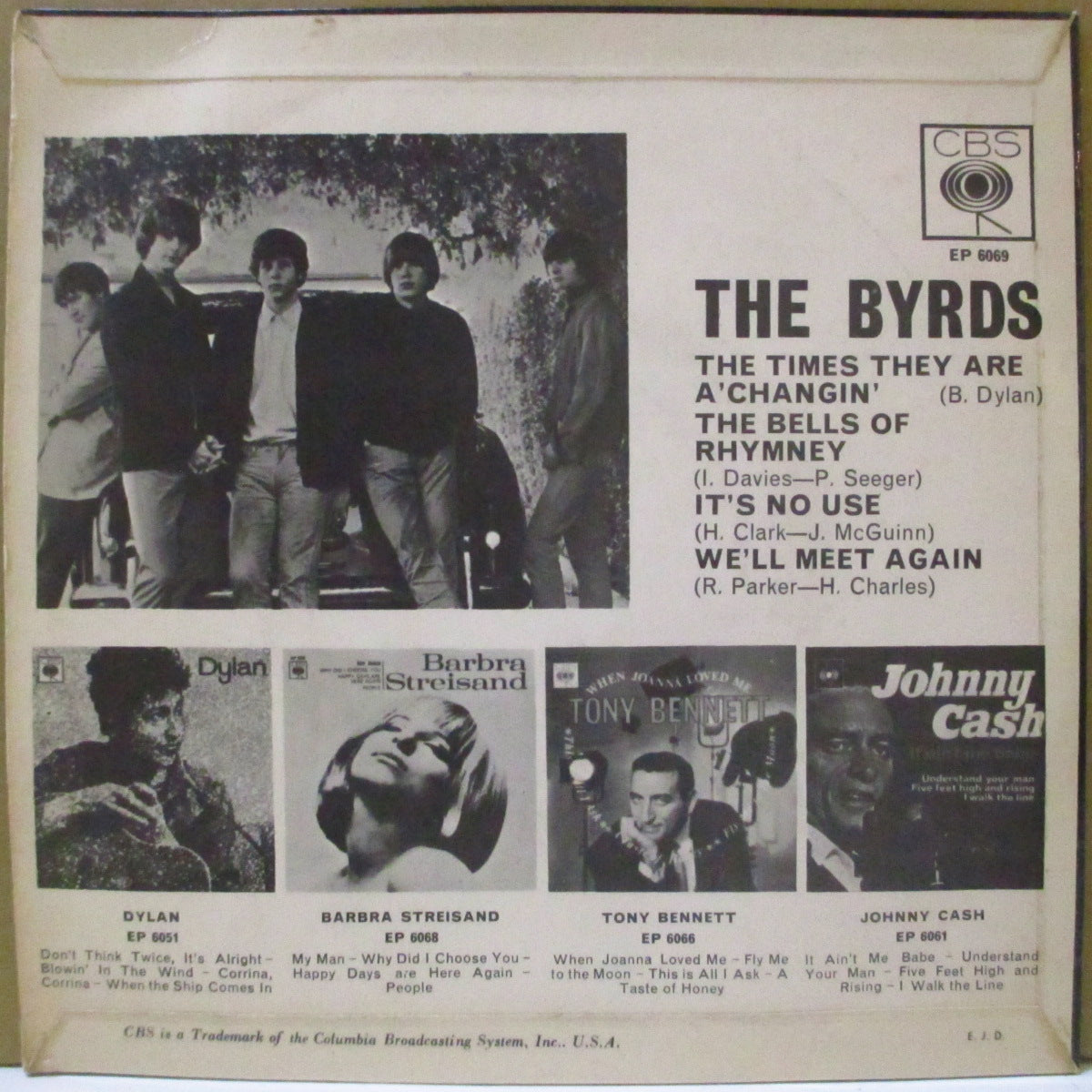 BYRDS (バーズ)  - The Times They Are A'Changin' +3 (UK '66 オリジナル「ラウンドセンター」4曲入り 7インチEP+表面コーティング折り返しジャケ)
