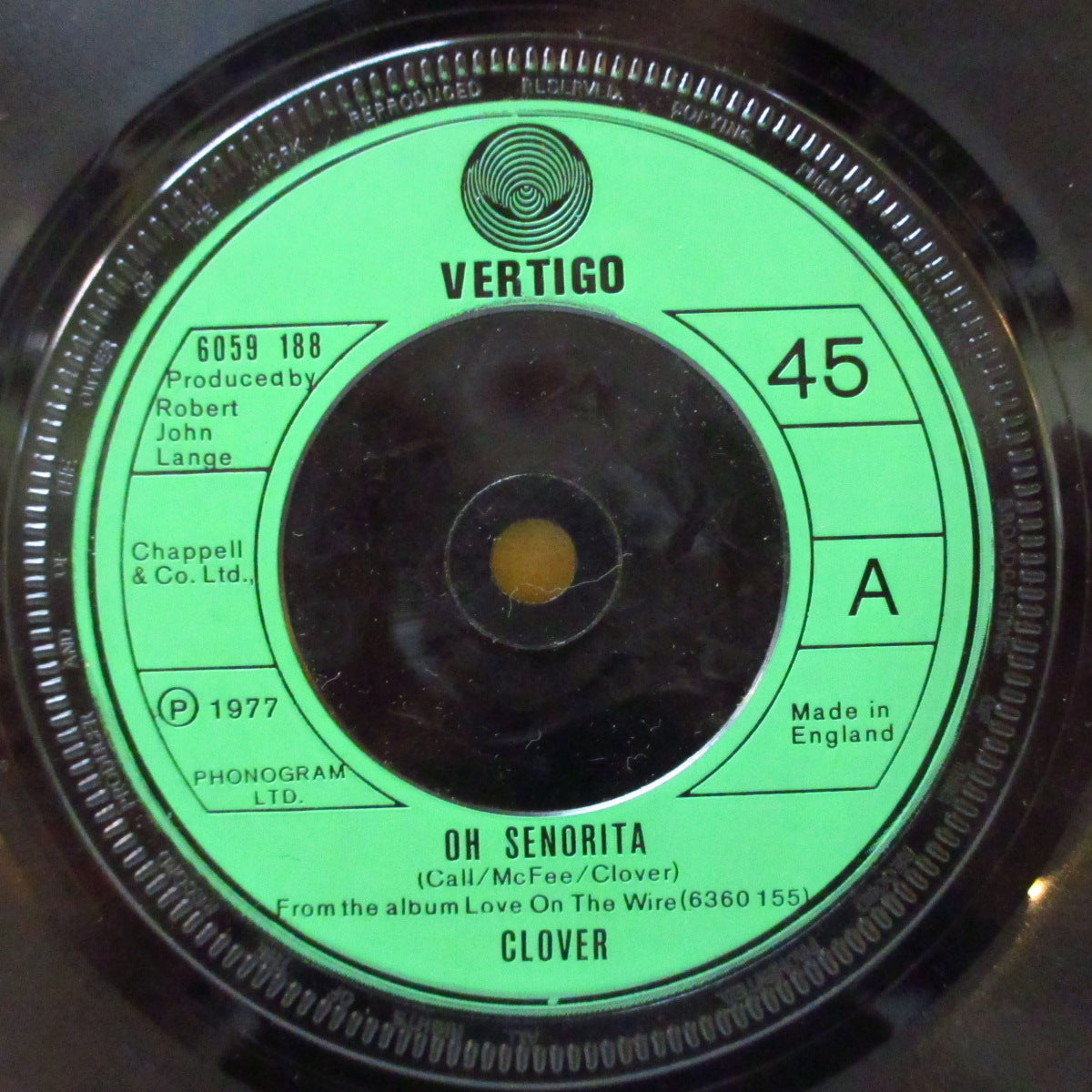 CLOVER (クローヴァー)  - Oh Senorita (UK '77 オリジナル 7インチ+黒ダイカットスリーブ)