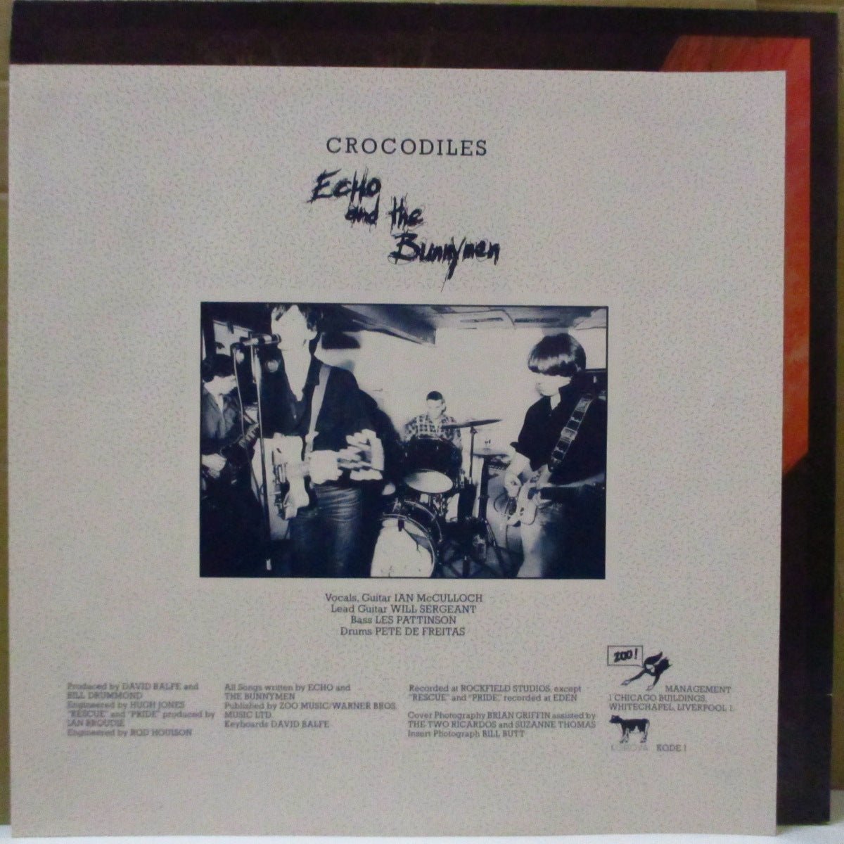 ECHO & THE BUNNYMEN (エコー＆ザ・バニーメン)  - Crocodiles (Japan オリジナル・ホワイトラベ LP+ソフト紙インサート/帯欠) '80年1stアルバム