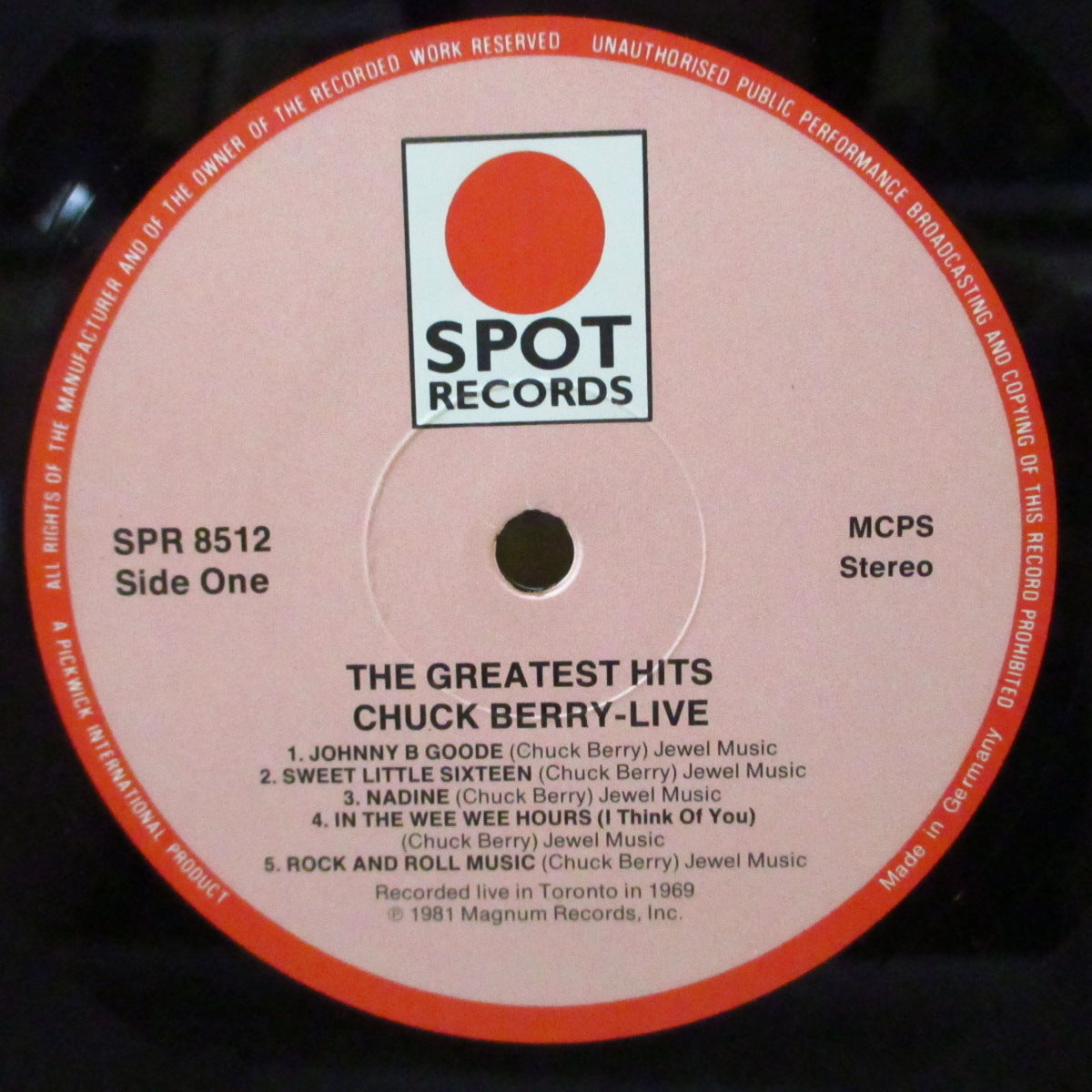 CHUCK BERRY (チャック・ベリー)  - The Greatest Hits - Live (ドイツ '81 再発ステレオ LP)