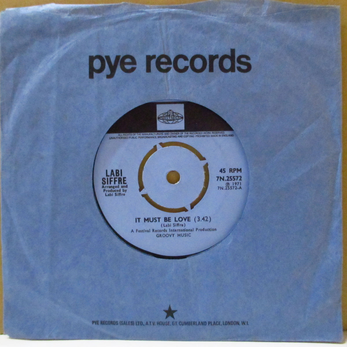 LABI SIFFRE (ラビ・シフレ)  - It Must Be Love (UK '72 オリジナル「ラウンドセンター」 7インチ+カンパニースリーブ) マッドネスのカバー原曲。