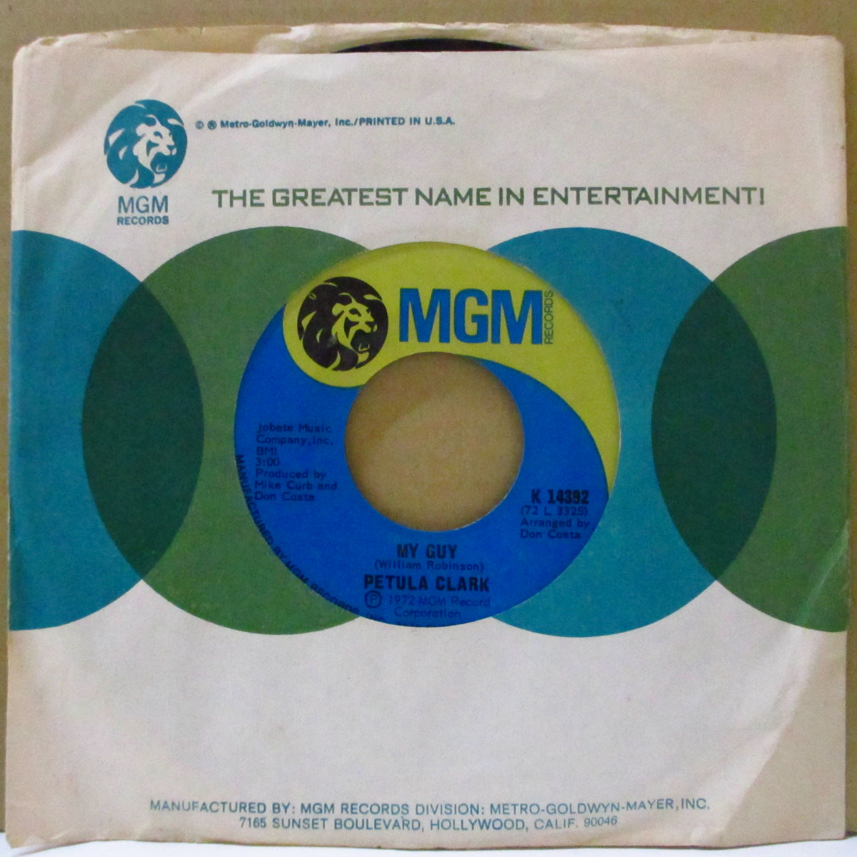 PETULA CLARK (ペトゥラ・クラーク)  - My Guy (US '72 オリジナル 7インチ+カンパニースリーブ) MARY WELLS'64年ノーザン名曲の絶妙POPカヴァ！