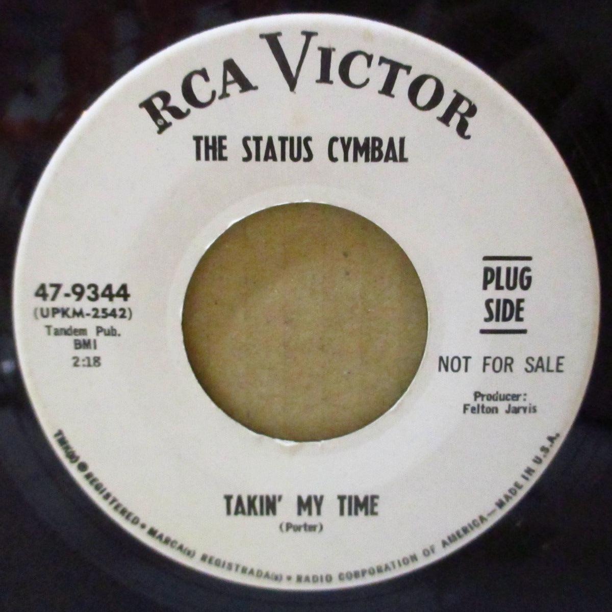 STATUS CYMBAL, THE (ザ・ステータス・シンボル)  - Takin' My Time / Blang-Dang (US '67 プロモ・白ラベ7インチ) 両面ミディアム・サンシャイン・ポップ！