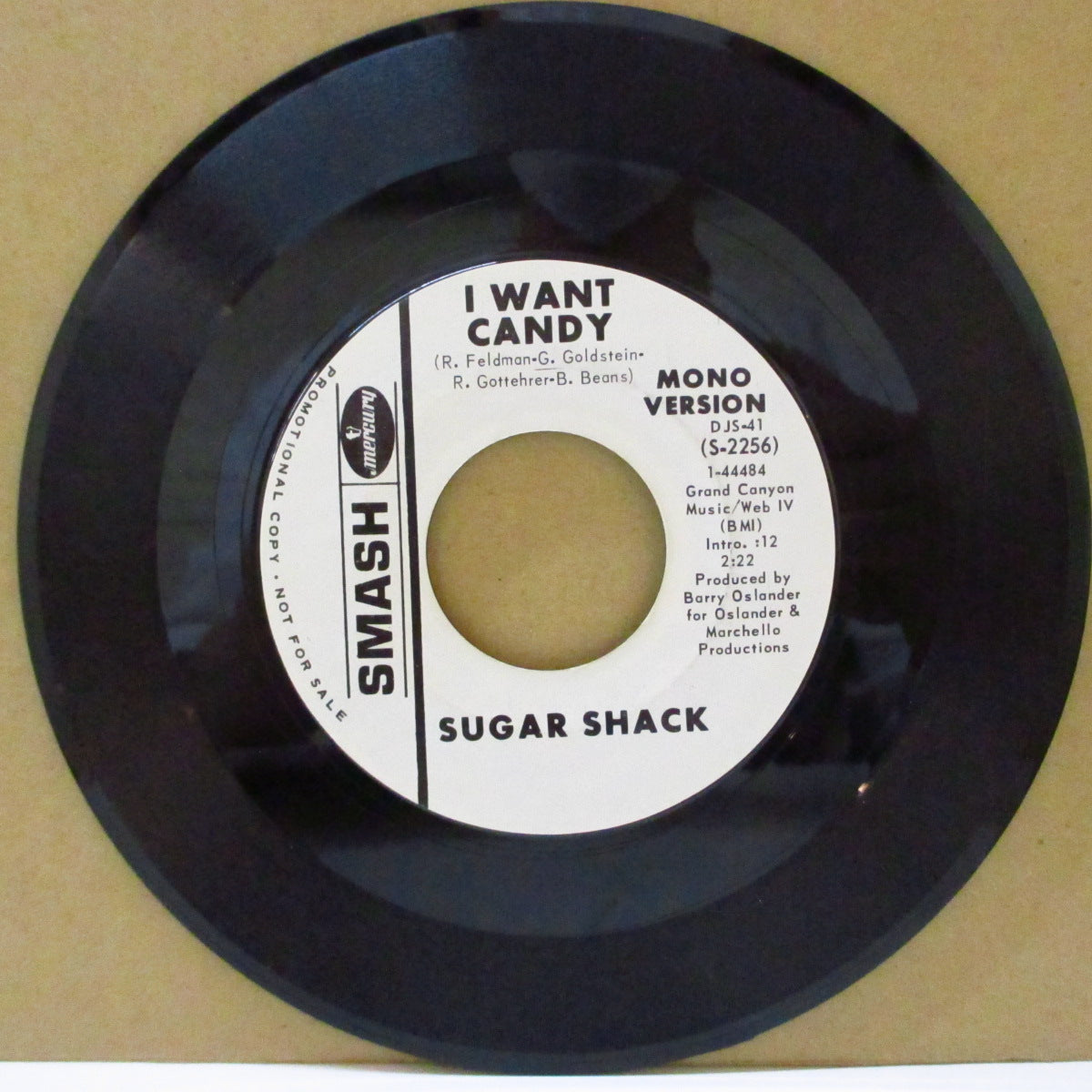 SUGAR SHACK (シュガー・シャック)  - I Want Candy (US '69 プロモ両面同曲モノラル 7インチ)