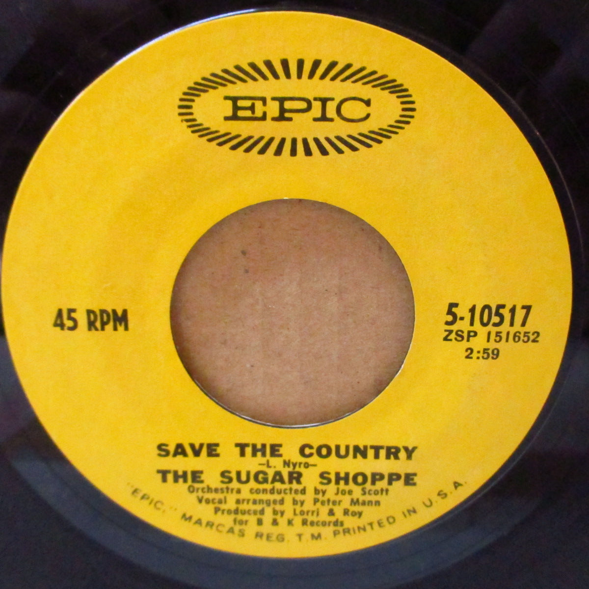 SUGAR SHOPPE, THE (ザ・シュガー・ショップ)  - Save The Country (US '69 オリジナル 7インチ)ローラ・ニーロ名曲のソフトロック好カヴァー！