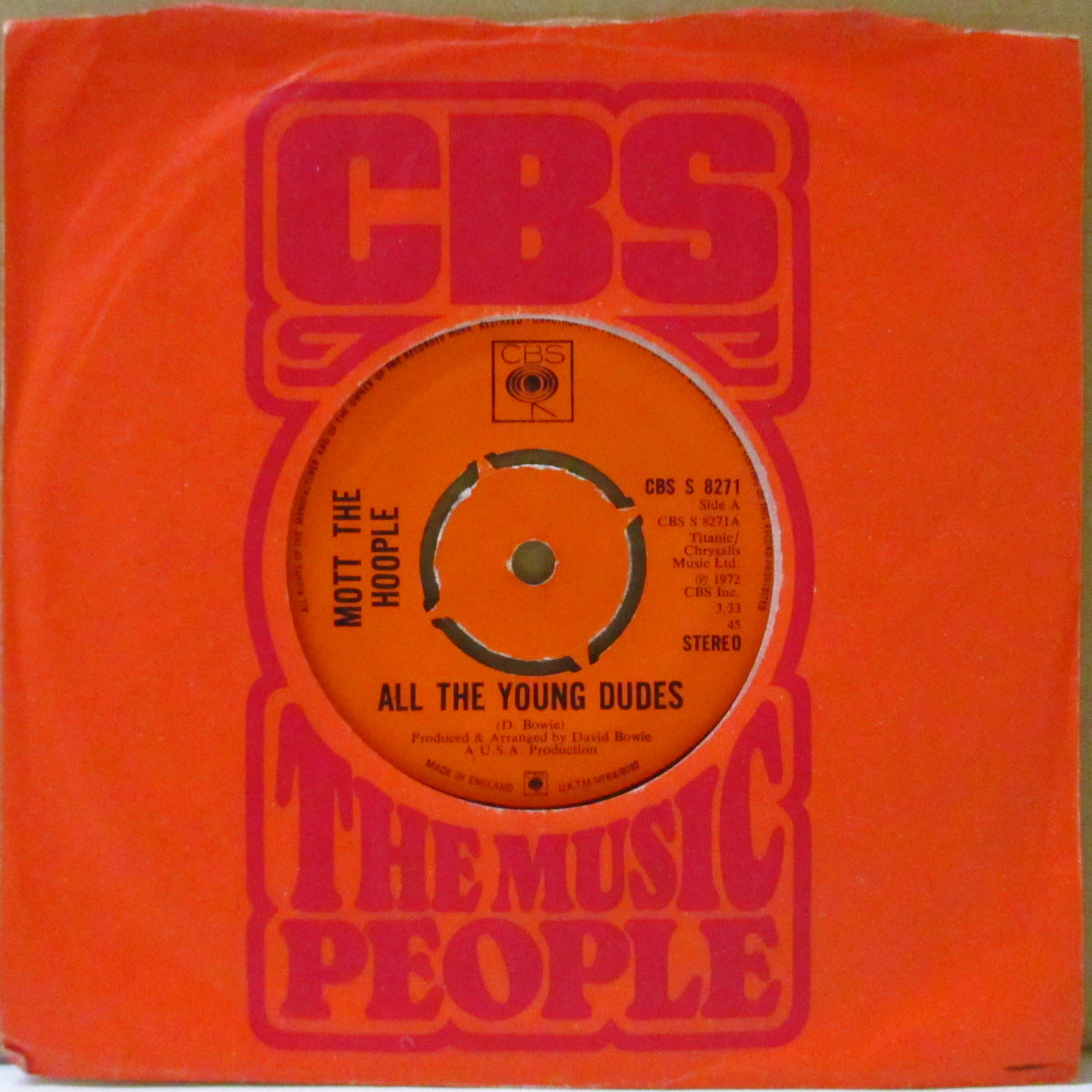 MOTT THE HOOPLE (モット・ザ・フープル)  - All The Young Dudes (UK '72 オリジナル「ラウンドセンター」 7インチ+Cカンパニースリーブ)