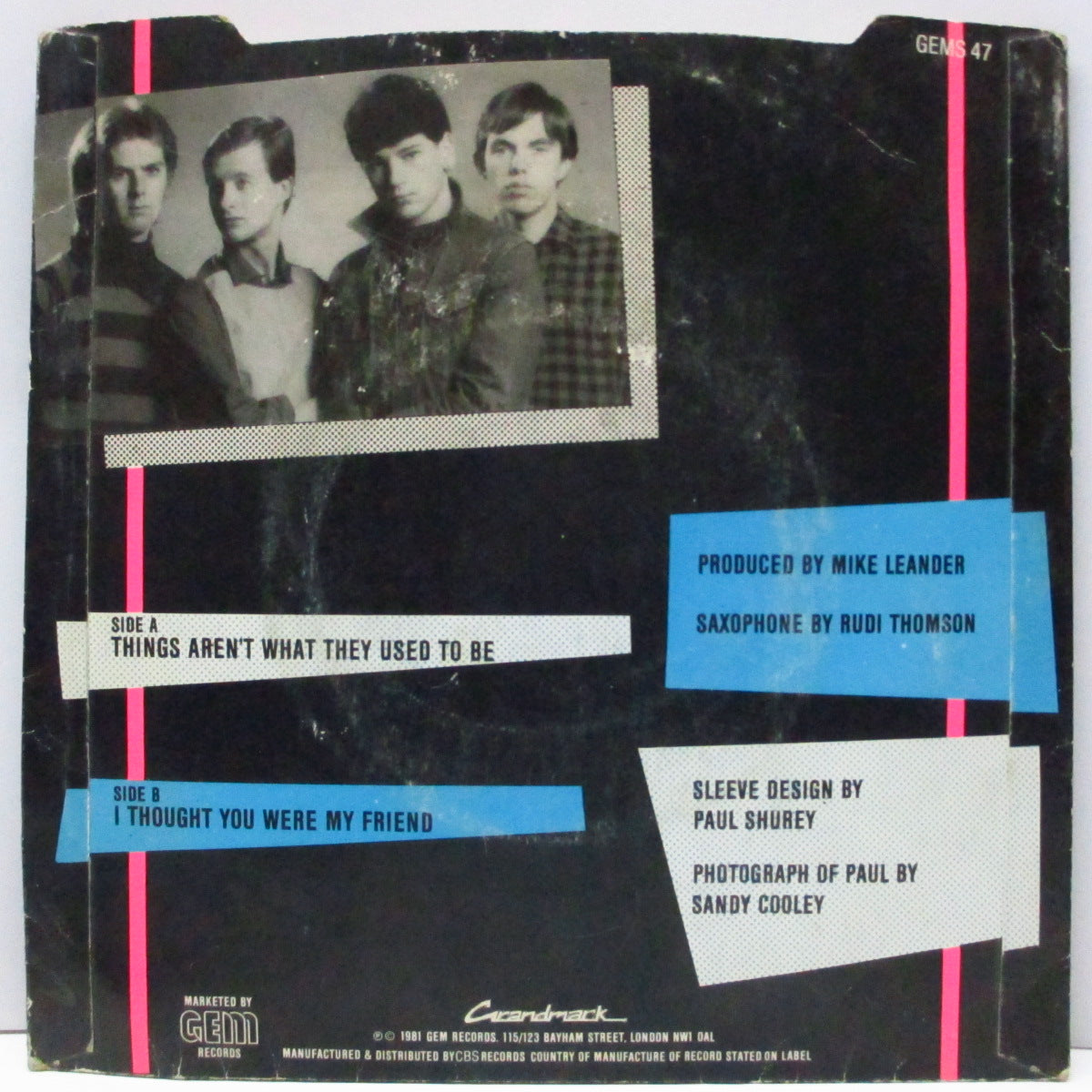 V.I.P.'s, THE (ザ・ヴィップス)  - Things Aren’t What They Used To Be (UK オリジナル「緑ラベ」ラウンドセンター7"/光沢固紙折り返ジャケ)