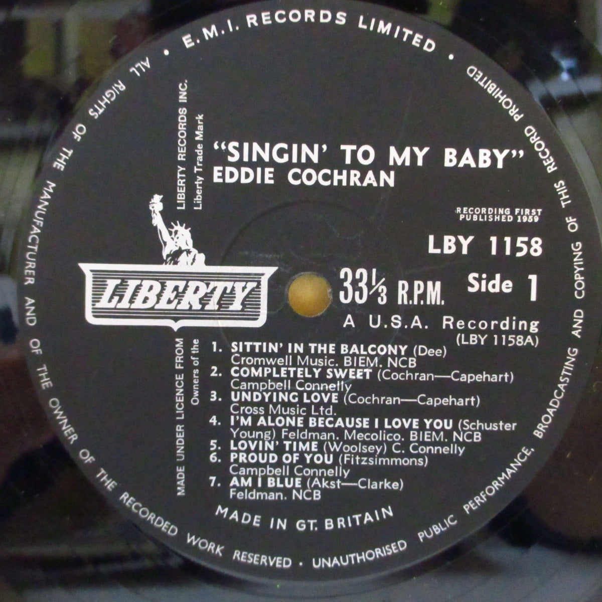 EDDIE COCHRAN (エディ・コクラン)  - Singin' To My Baby (UK '63 リバティ社再発モノラル LP/表面コーティング2面折り返しジャケ) 近年稀な美品