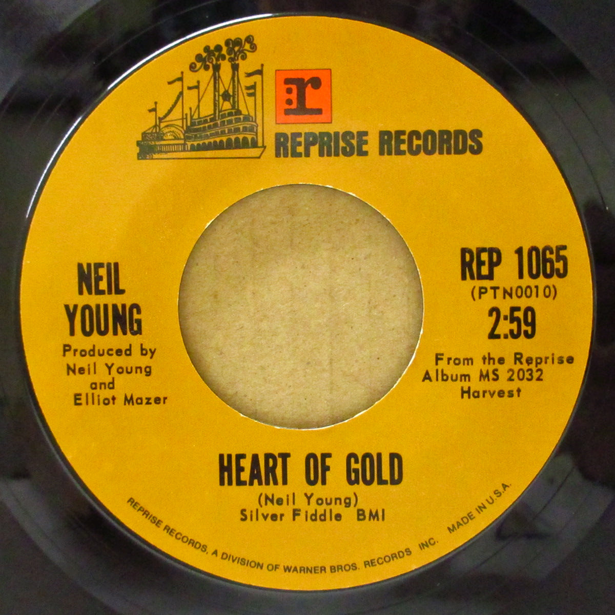 NEIL YOUNG (ニール・ヤング)  - Heart Of Gold / Sugar Mountain (US '72 再発 7インチ)全米1位の名曲「孤独の旅路 」