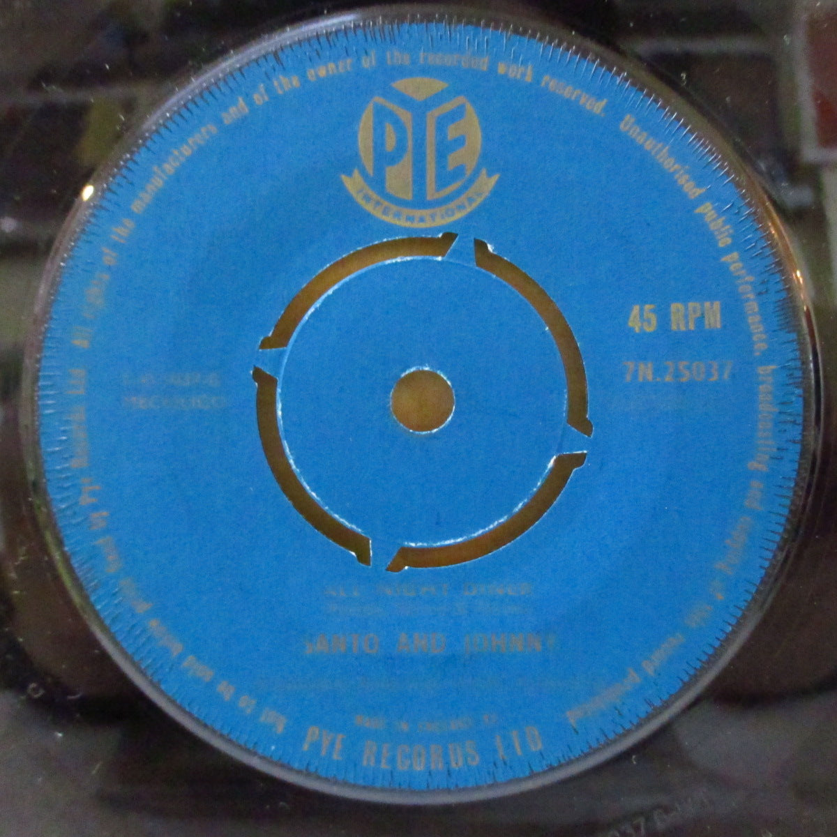 SANTO & JOHNNY (サント＆ジョニー)  - Sleep Walk (UK オリジナル 7インチ+Pye社の青色カンパニースリーブ)全米1位の大ヒット