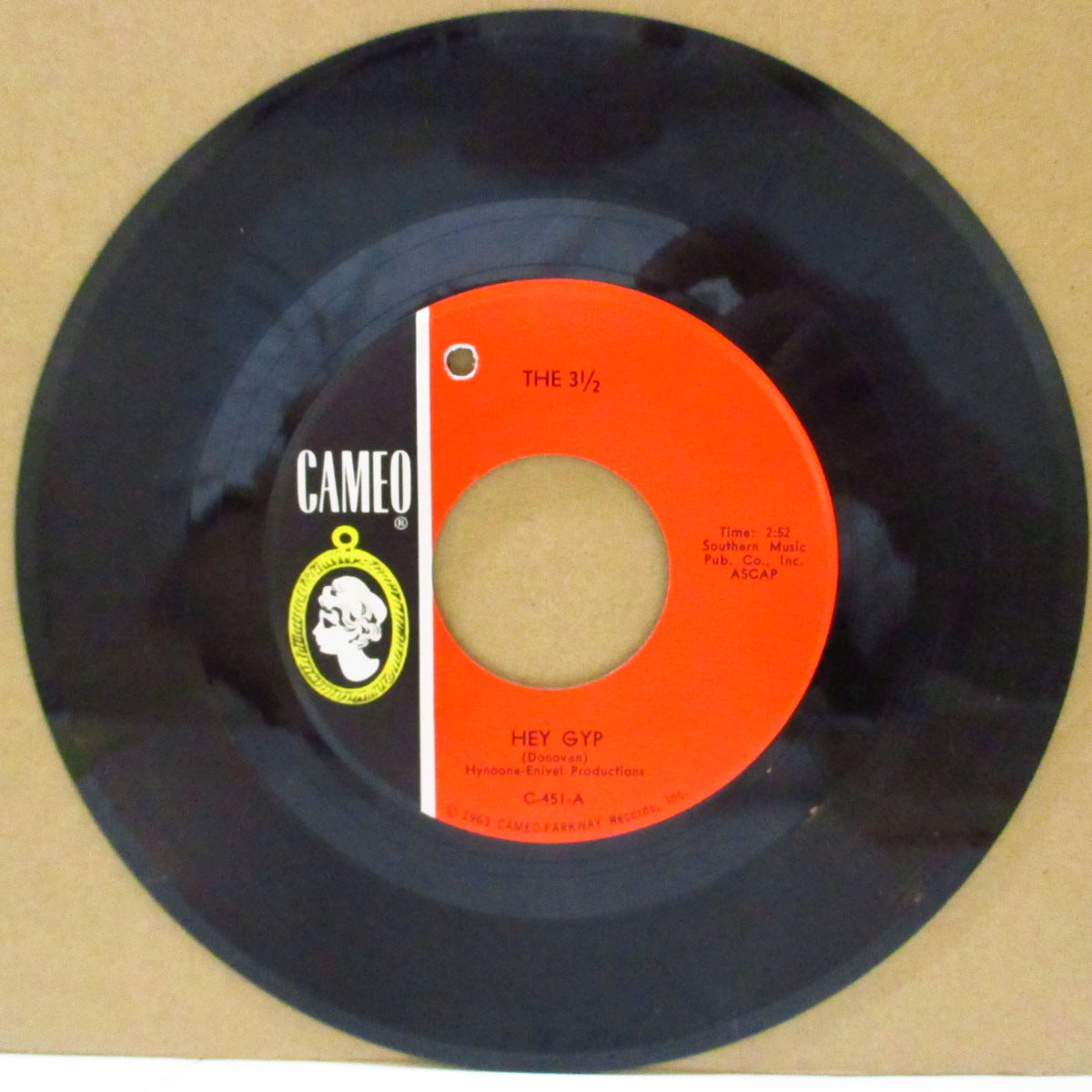 3 1/2, THE (ザ・スリー・アンド・ア・ハーフ)  - Hey Gyp (US '66 オリジナル「黒・赤ラベ」 7インチ)MODガレージ・ノーザン・カヴァー！