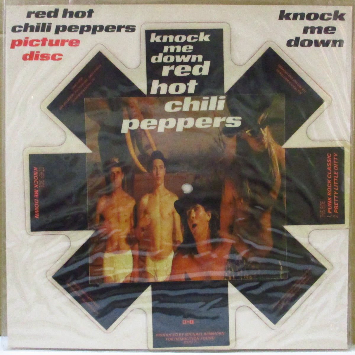 RED HOT CHILI PEPPERS (レッド・ホット・チリ・ペッパーズ)  - Knock Me Down +2 (UK 限定特殊変形7インチ+固紙インサート, PVC) '89年シングル