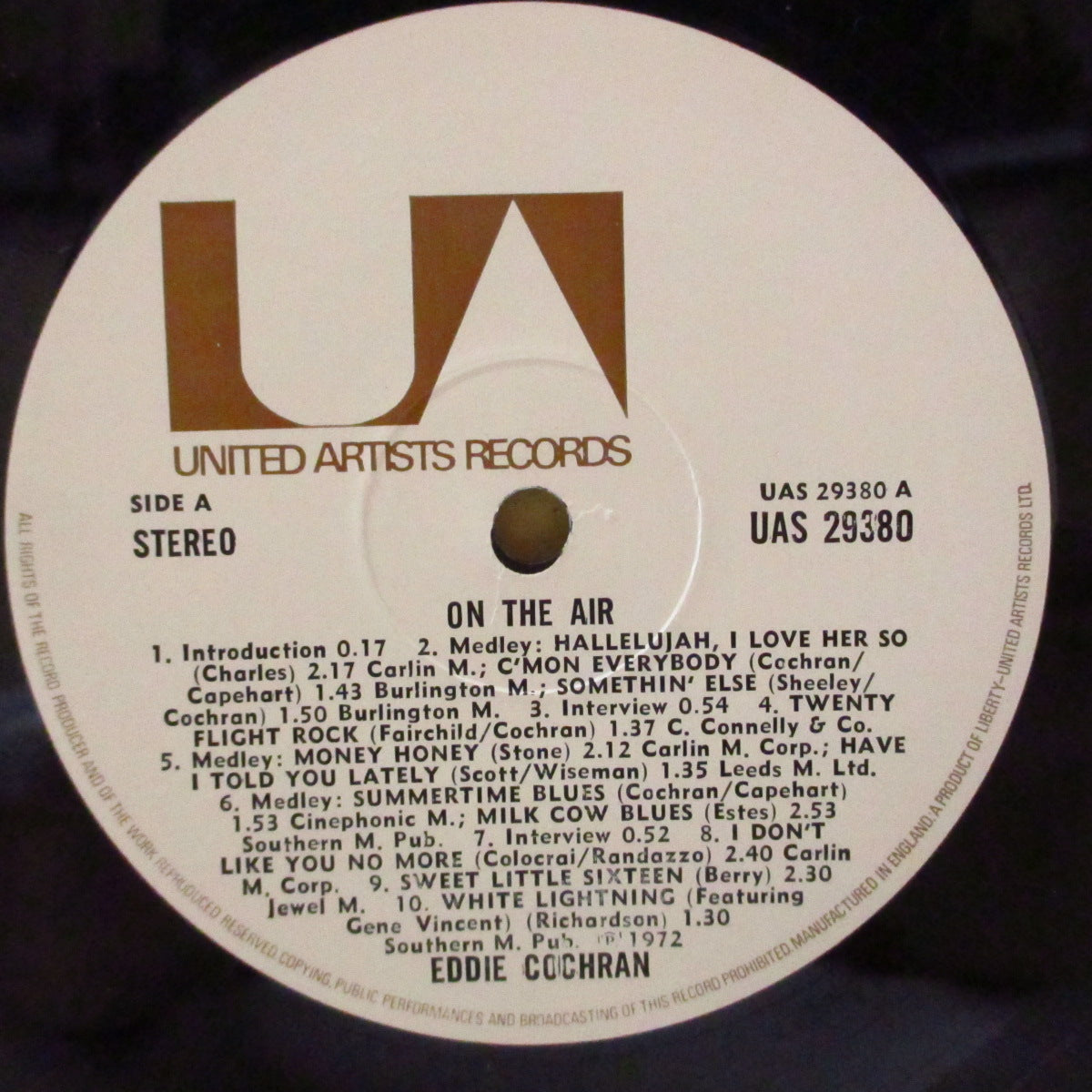 EDDIE COCHRAN (エディ・コクラン)  - On The Air (UK '72 オリジナル・ステレオ LP/表面コーティング・ジャケ)
