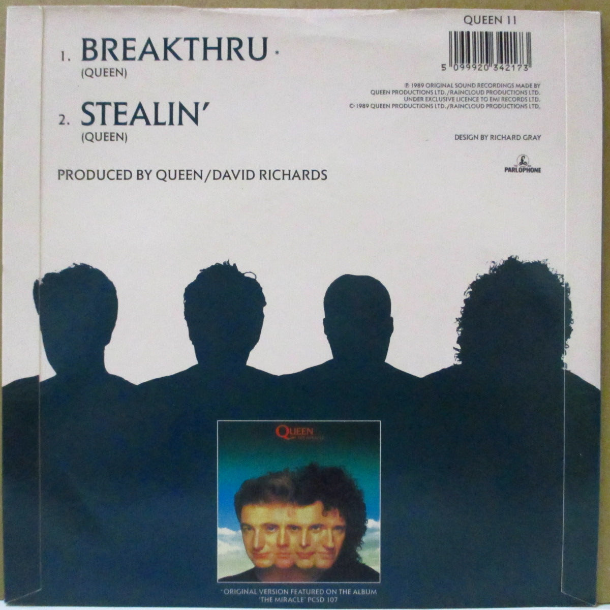 QUEEN (クイーン)  - Breakthru (UK '89 オリジナル「白紙ラベ・フラットセンター」7インチ+光沢固紙ジャケ)