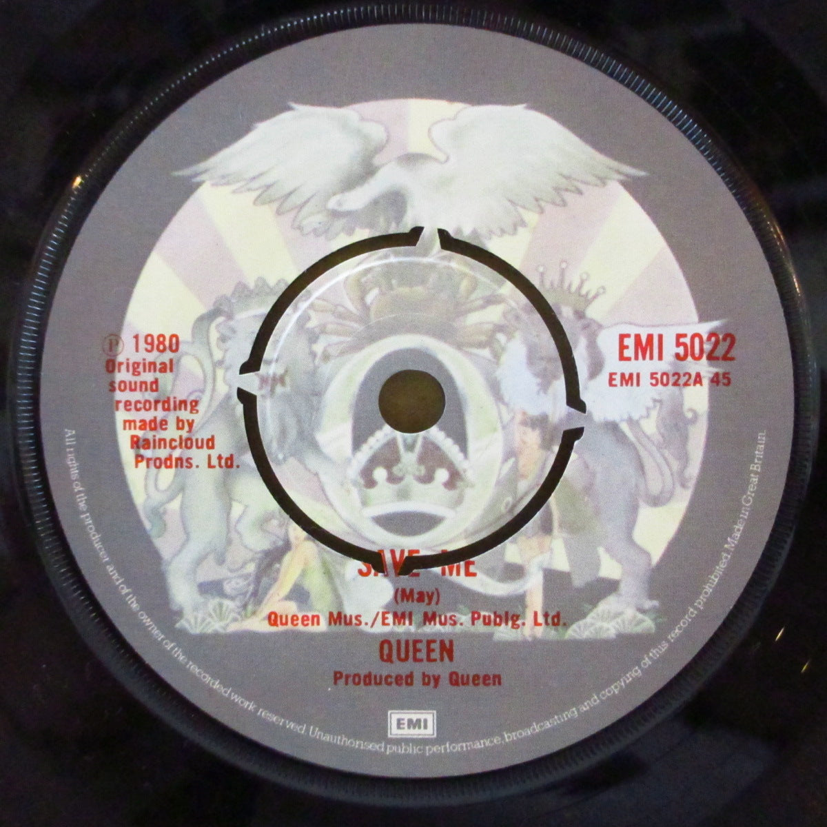 QUEEN (クイーン)  - Save Me (UK '80 オリジナル「カラー紙ラベ・ラウンドセンター」 7インチ+光沢固紙ジャケ)