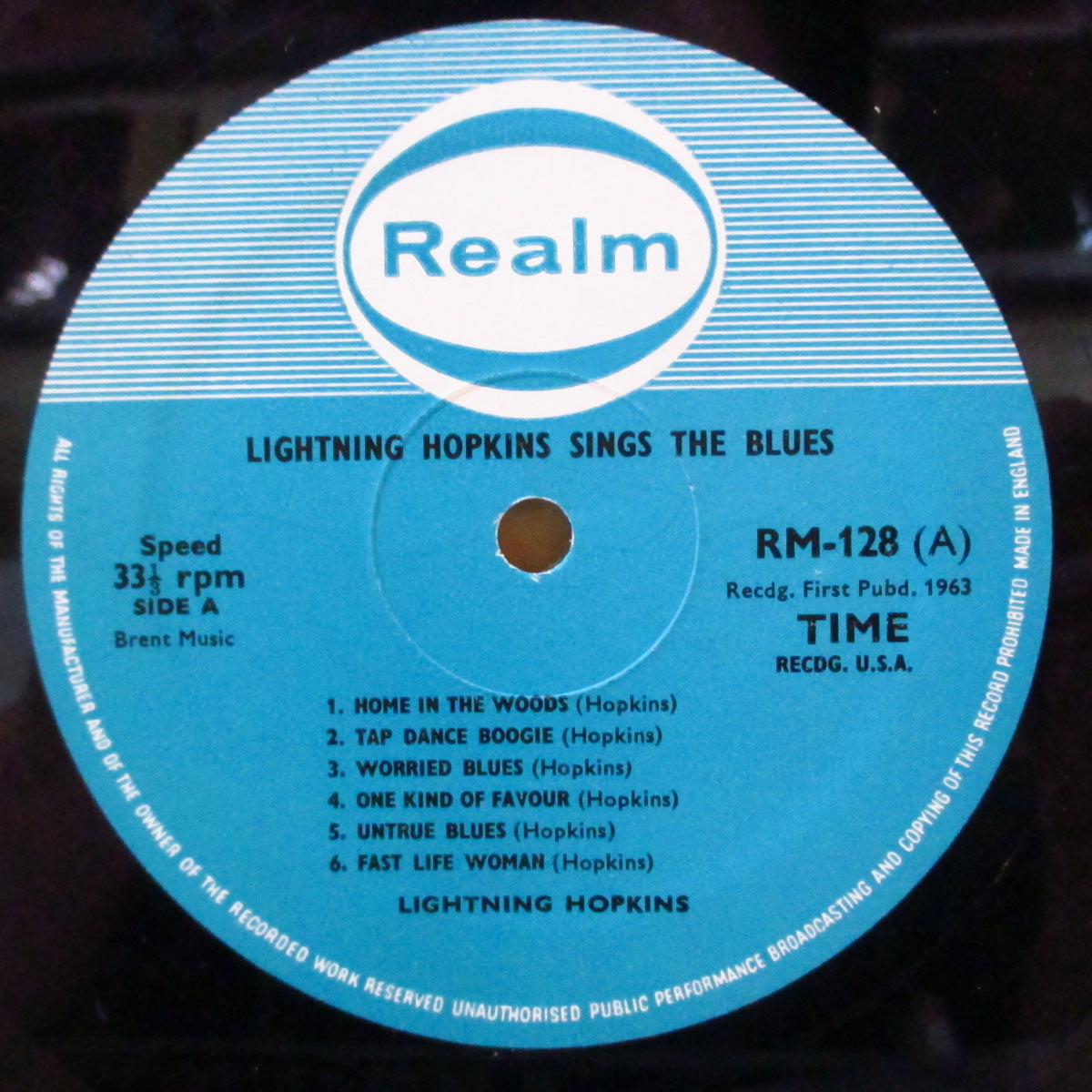 LIGHTNIN' HOPKINS (ライトニン・ホプキンス)  - Lightning Hopkins Sings The Blues (UK '63 オリジナル・モノラルLP/表面コーティング折り返しジャケ) 近年稀な美品！