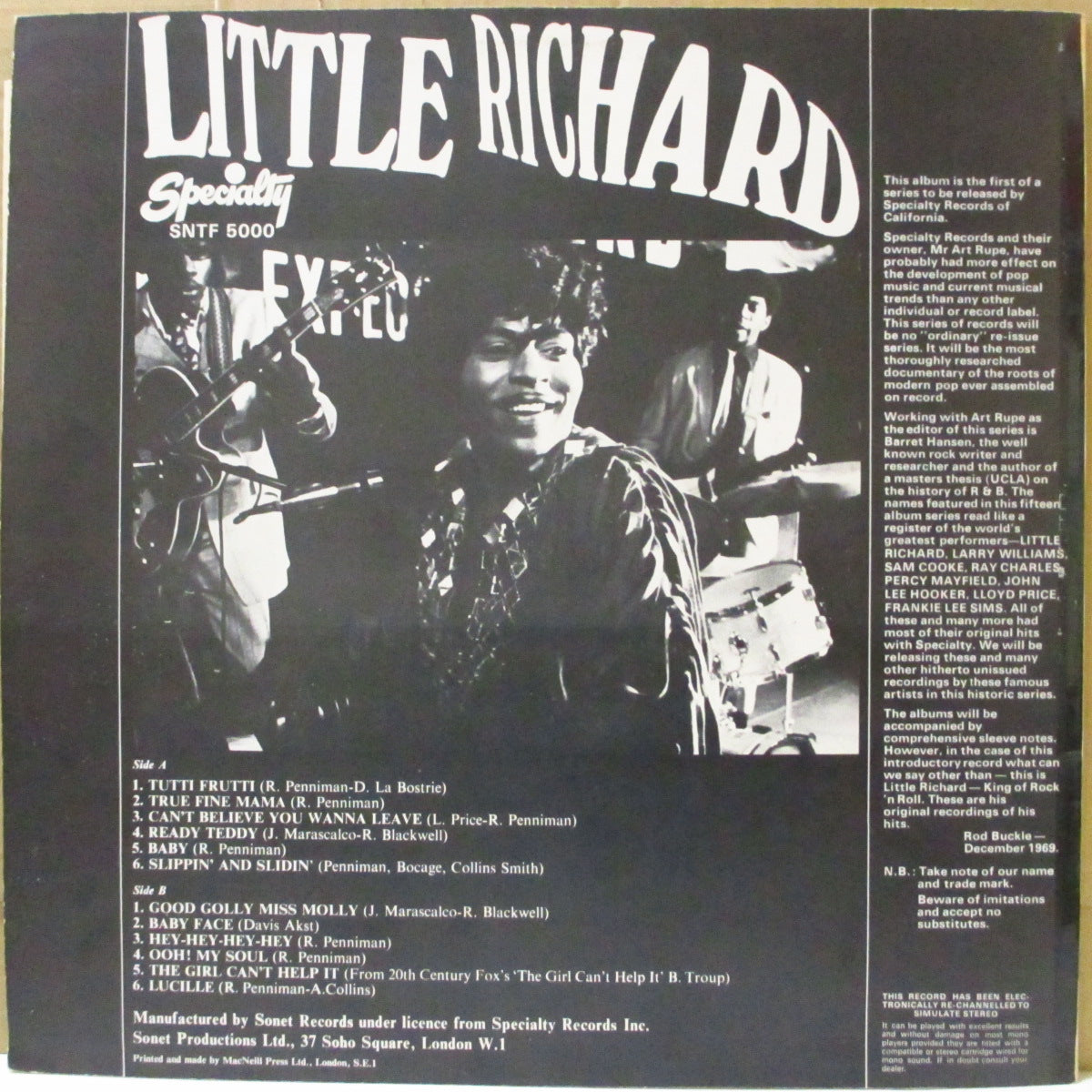 LITTLE RICHARD (リトル・リチャード)  - All Time Hits (UK '69 オリジナル 擬似ステレオ LP)スペシャルティ社黄金期のベスト全12曲！