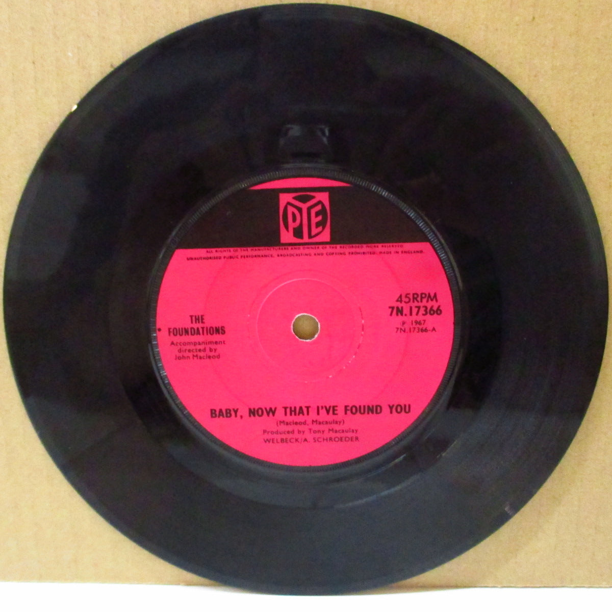 FOUNDATIONS (ファウンデーションズ)  - Baby, Now That I've Found You (UK '67 初回「ピンク・ラベ、ソリッド・センター」オリジナル7インチ)ノーザンPOP名曲！