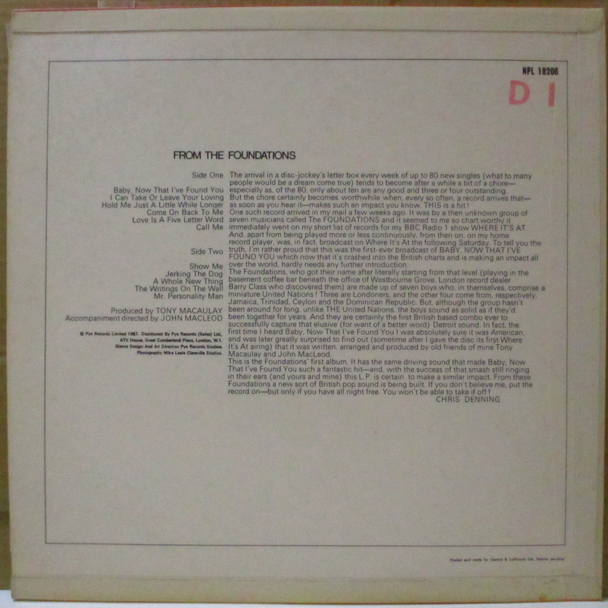 FOUNDATIONS (ザ・ファウンデーションズ)  - From The Foundations (UK '67 オリジナル・モノラル LP/表面コーティング3面折り返しジャケ)MODノーザン好き必聴のデビュー・アルバム
