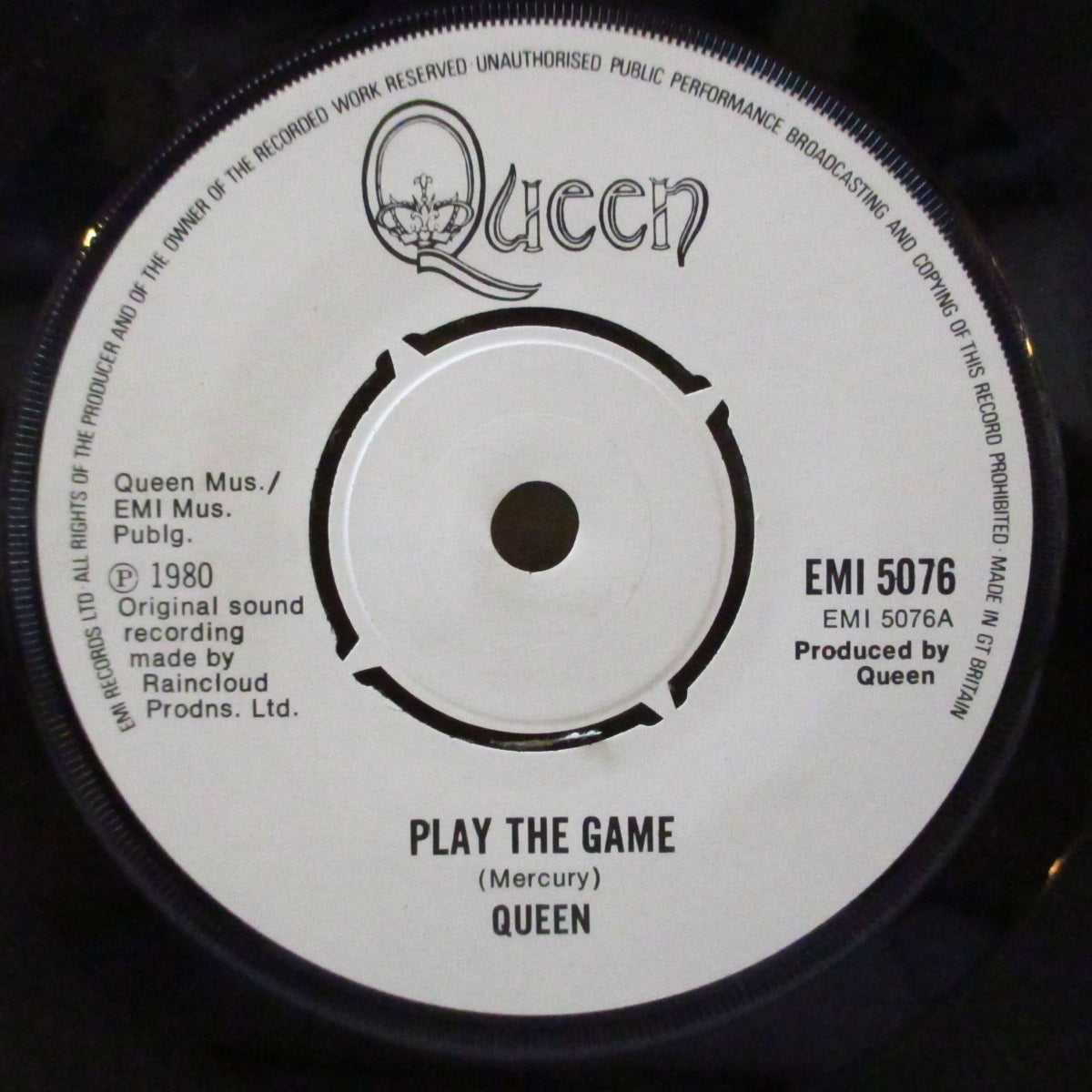QUEEN (クイーン)  - Play The Game (UK '80 オリジナル「白紙ラベ・ラウンドセンター」 7インチ+光沢ソフト紙ジャケ)