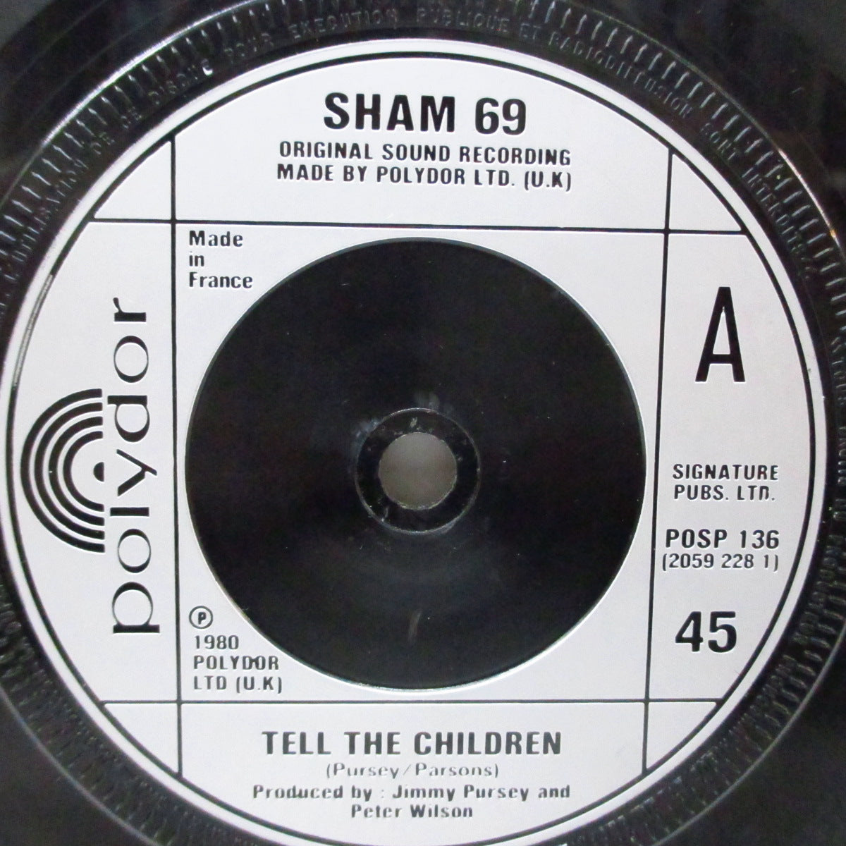 SHAM 69 (シャム 69)  - Tell The Children (UK オリジナル「フラットセンター」7"/光沢固紙折り返しジャケ) B面アルバム未収録 !