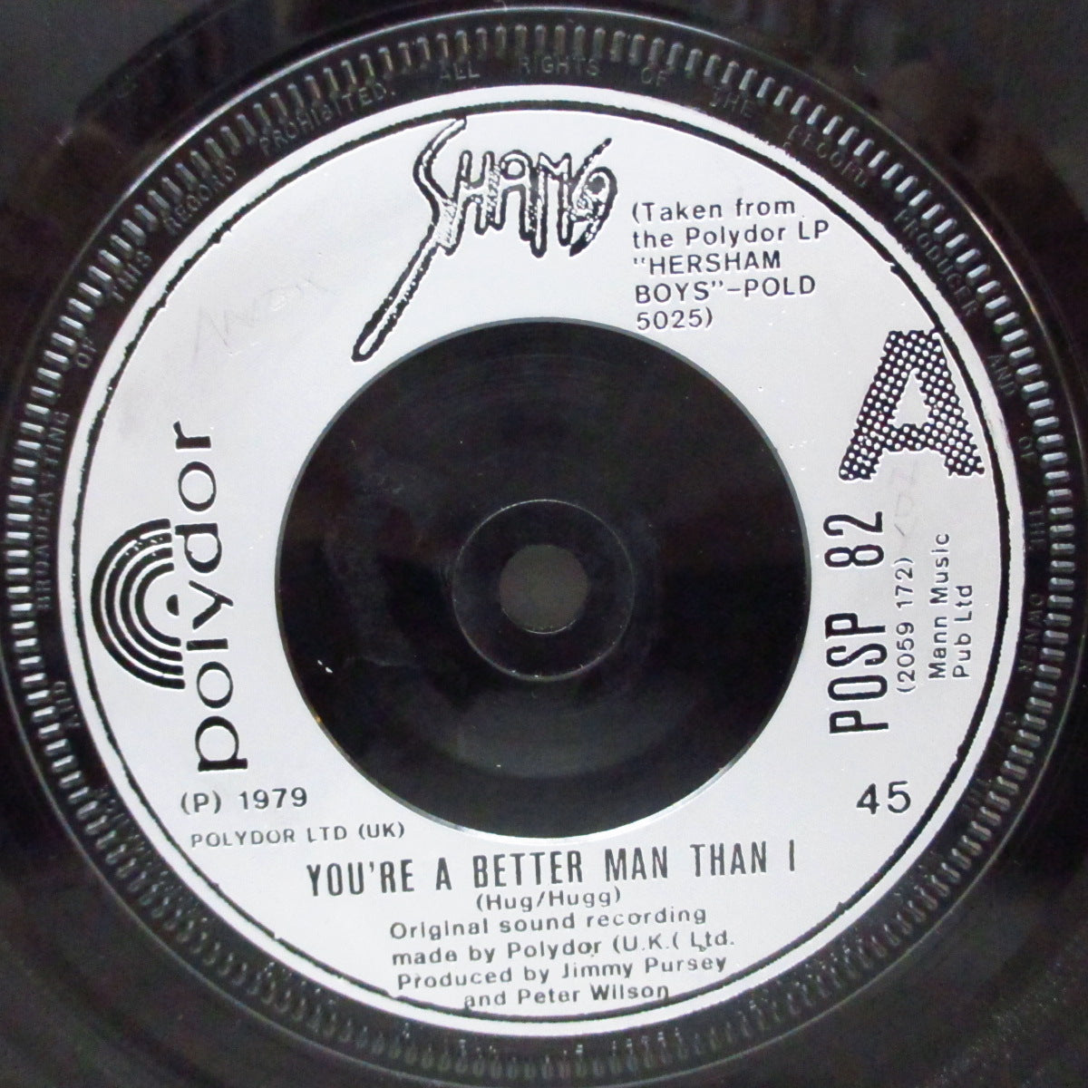 SHAM 69 (シャム 69)  - You’re A Better Man Than I (UK オリジナル 7"/光沢固紙折り返しジャケ)