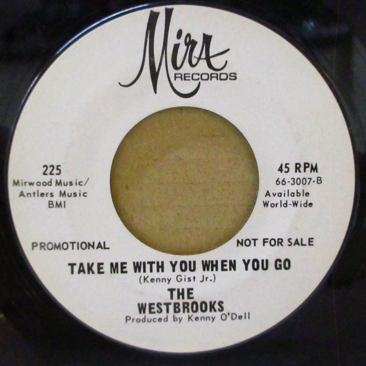 WESTBROOKS, THE  (ザ・ウェストブルックス)  - Take Me With You When You Go (US '66 Mira社プロモ・白ラベ7インチ)美メロ・サンシャイン・ポップ！