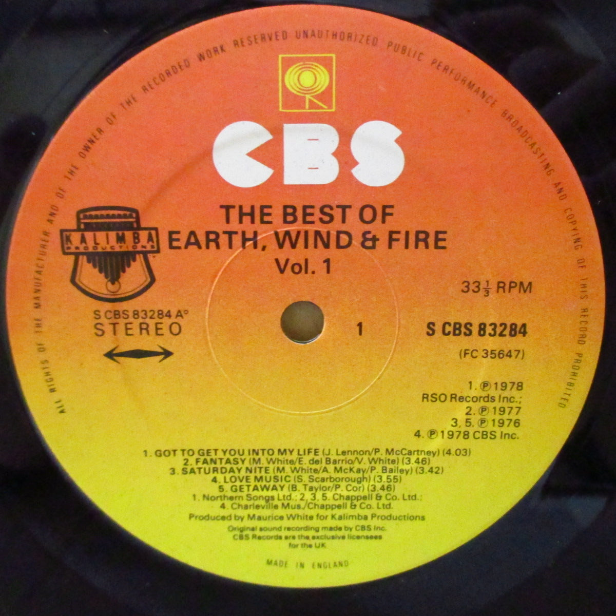 EARTH, WIND & FIRE (アース・ウィンド・アンド・ファイアー)  - The Best Of Earth, Wind & Fire Vol.1 (UK '78 オリジナル LP/宣伝ステッカー付き光沢見開きジャケ) 近年稀な美品！　