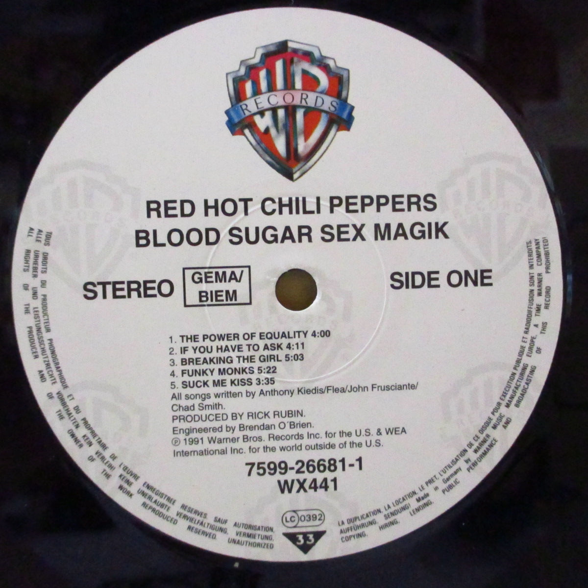 RED HOT CHILI PEPPERS (レッド・ホット・チリ・ペッパーズ)  - Blood Sugar Sex Magik (EU '99 初回再発 2xLP) '91年5thアルバム