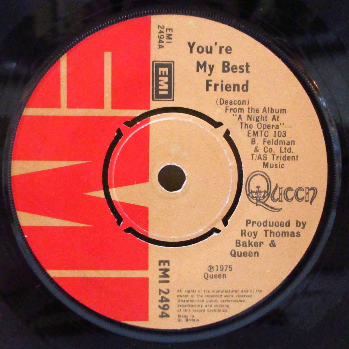 QUEEN (クイーン)  - You're My Best Friend (UK '76 オリジナル「ブラウン紙ラベ・ラウンドセンター」 7インチ+EMIカンパニースリーブ)