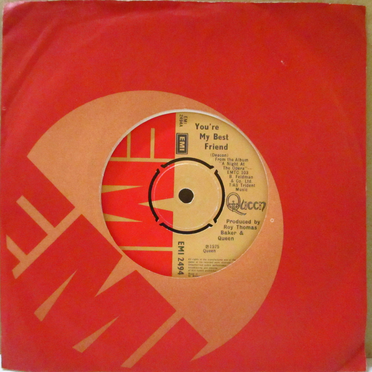 QUEEN (クイーン)  - You're My Best Friend (UK '76 オリジナル「ブラウン紙ラベ・ラウンドセンター」 7インチ+EMIカンパニースリーブ)