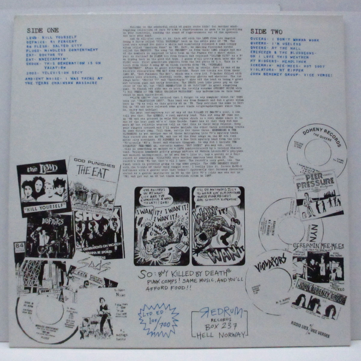 V.A. ('77-'82年各国レアパンク・コンピ)  - Killed By Death #3 (US 90's 限定再発「ブルーヴァイナル」LP)