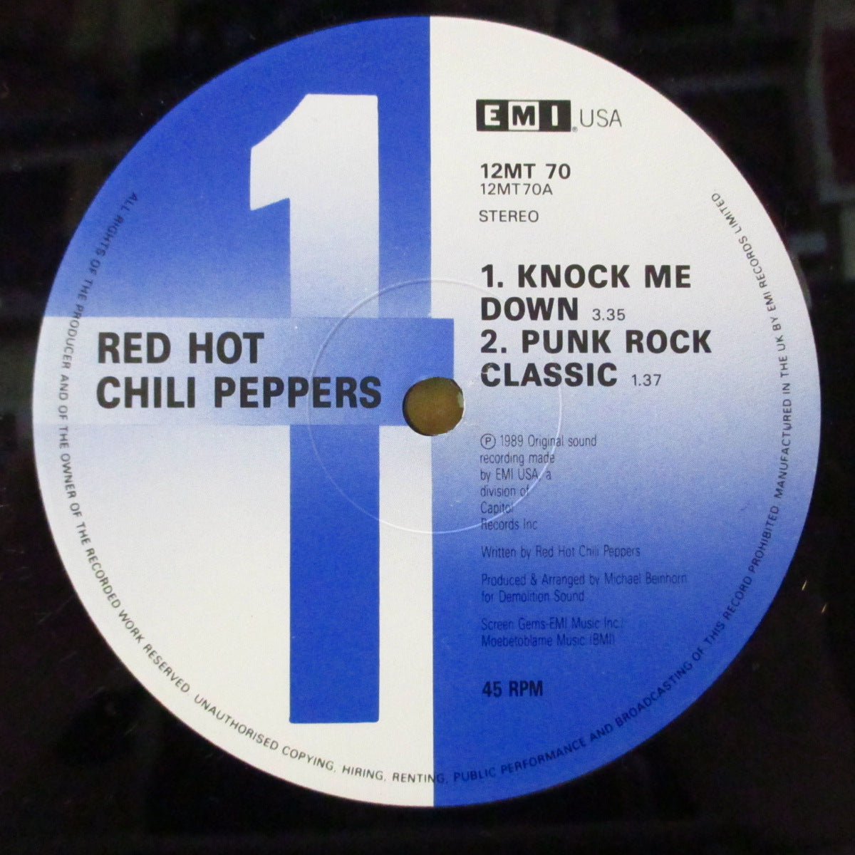 RED HOT CHILI PEPPERS (レッド・ホット・チリ・ペッパーズ)  - Knock Me Down +3 (UK オリジナル 4曲入り 12インチ) '89年シングル