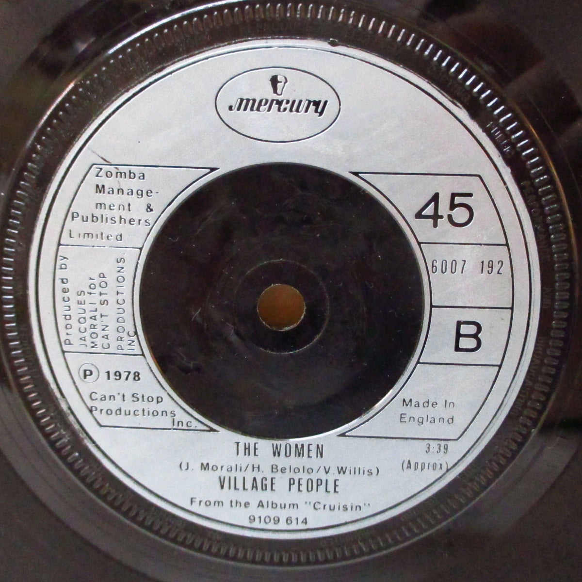 VILLAGE PEOPLE (ヴィレッジ・ピープル)  - Y.M.C.A. (UK '78 オリジナル「小穴の青プラスチック・ラベ ver 」7インチ)ディスコ・クラシック！