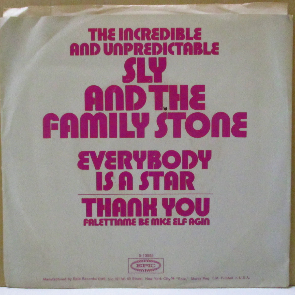 SLY & THE FAMILY STONE (スライ＆ザ・ファミリー・ストーン)  - Thank You (US '69 オリジナル「タイトル・スリーブ」付き7インチ) FUNKクラシック！