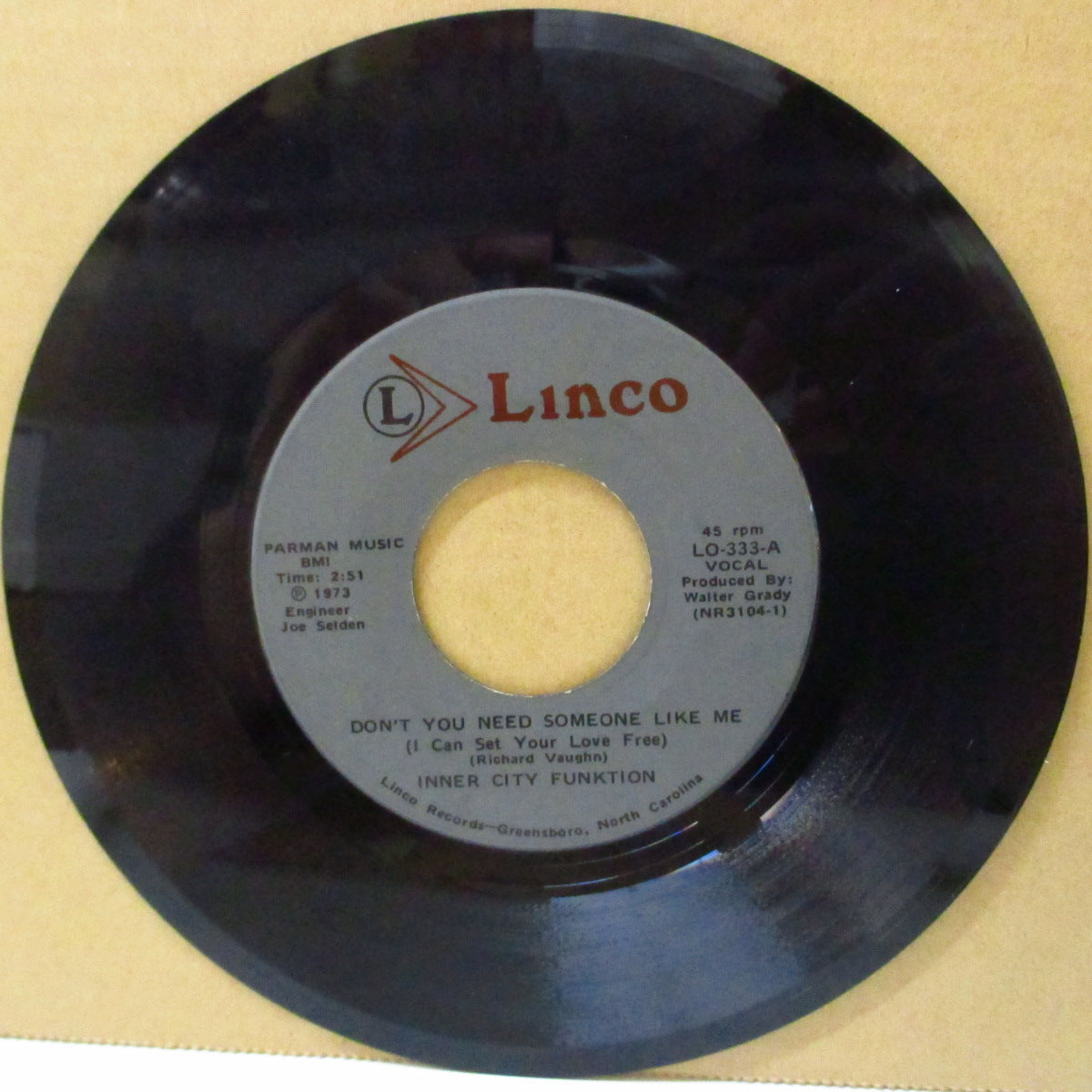 INNER CITY FUNKTION (インナーシティ・ファンクション)  - Don't You Need Someone Like Me (US '73 オリジナル 7インチ)、ローファイ・ガレージ・ディープ・ファンク！