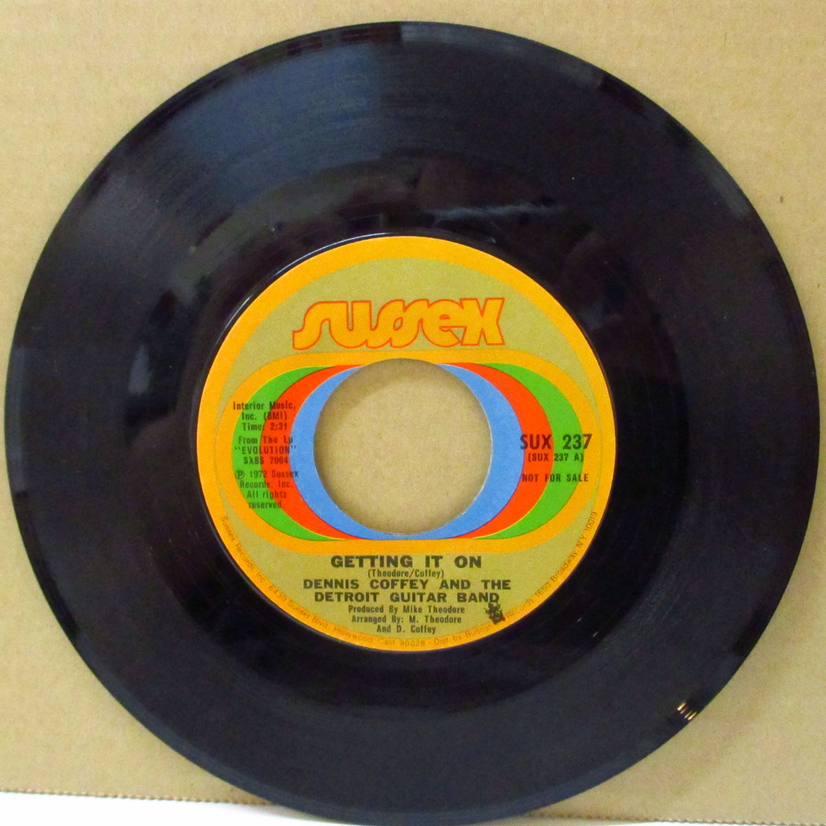 DENNIS COFFEY & THE DETROIT GUITAR BAND (デニス・コフィ)  - Getting It On (US '72 プロモ・クレジット・ラベ・7インチ)ファンキー・ブレイクビーツ！