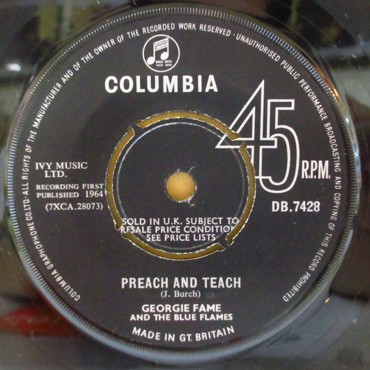 GEORGIE FAME & THE BLUE FLAMES (ジョージィ・フェイム・アンド・ザ・ブルー・フレイムス)  - Yeah, Yeah (UK '64 再発「ラウンドセンター」 7インチ+カンパニースリーブ)