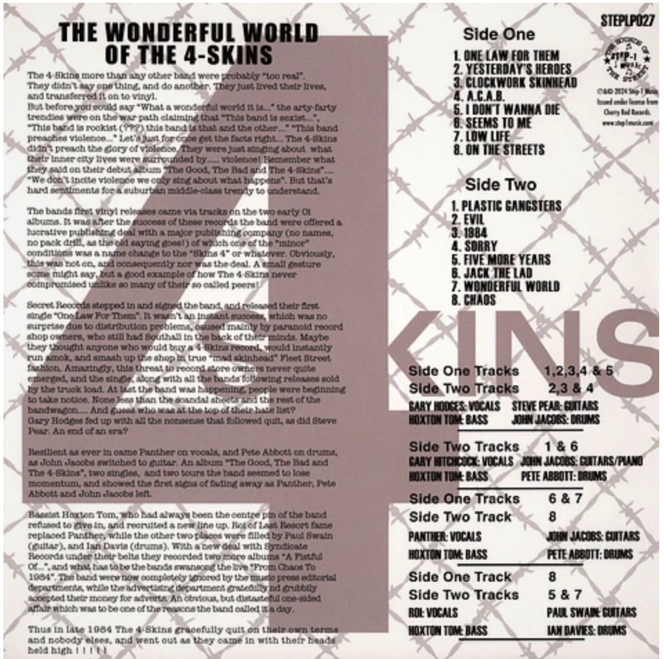 4 SKINS, THE (ザ・フォー・スキンズ)  - The Wonderful World Of The 4 Skins (UK 200枚限定再発 160g「ブラッドレッドヴァイナル」LP/ New)