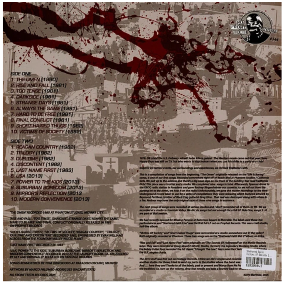 SHATTERED FAITH (シャッタードフェイス)  - Victims Of Society 1980 - 2013 (UK 限定プレス LP/ New ) オレンジカウンティパンク !