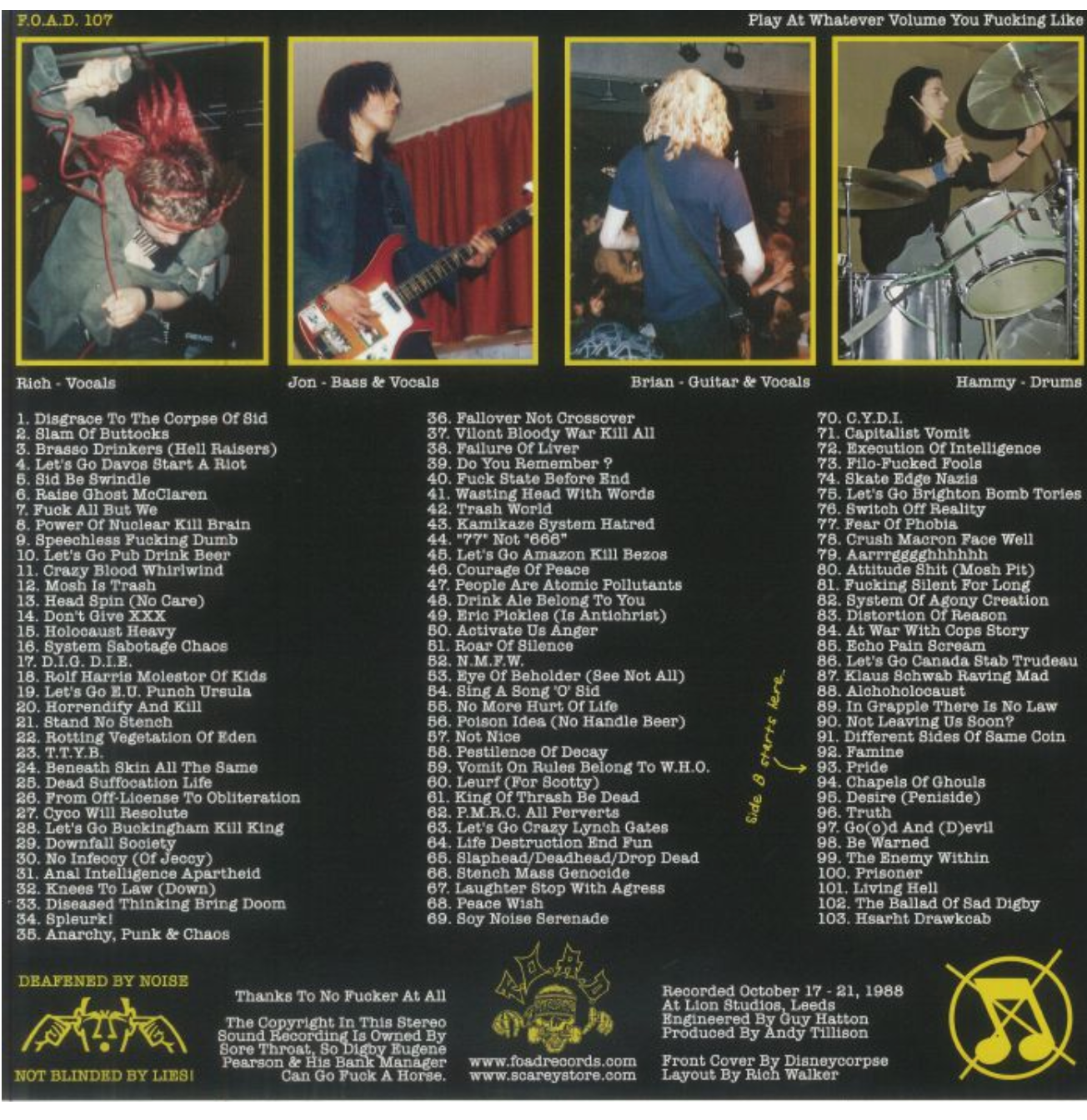 SORE THROAT (ソアー・スロウト)  - Disgrace To The Corpse Of Sid (Italy 正規再発「250枚限定ブラックヴァイナル」LP/ New) 帯、ポスター付き！