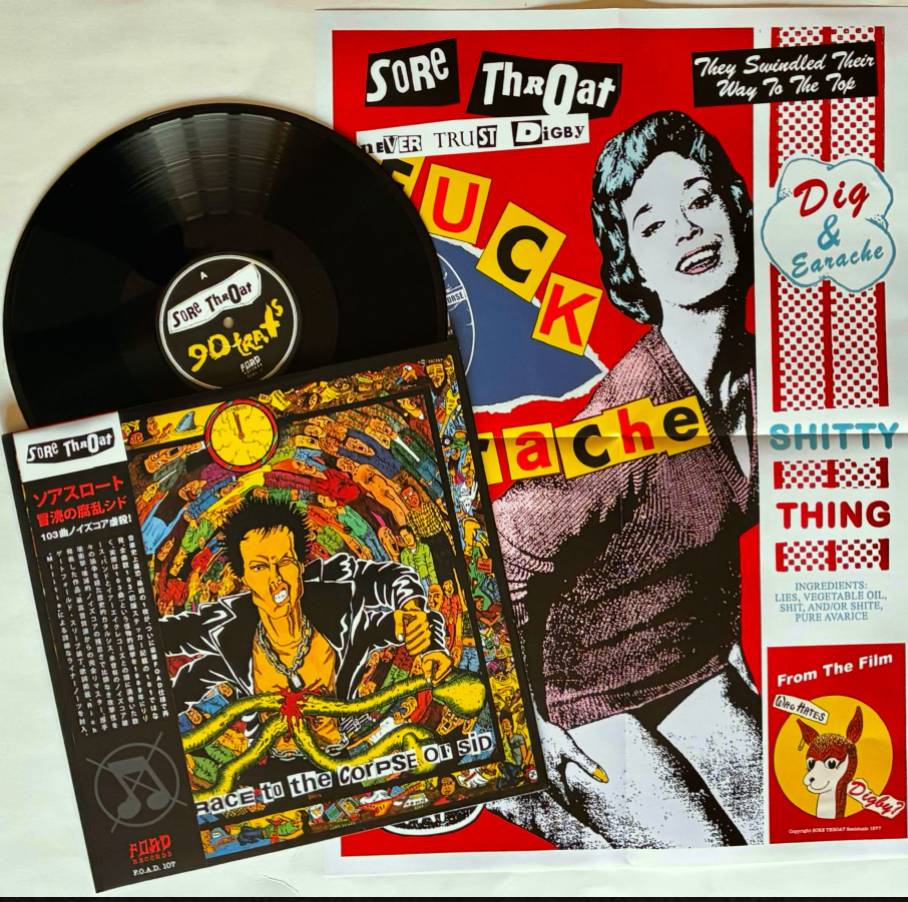 SORE THROAT (ソアー・スロウト)  - Disgrace To The Corpse Of Sid (Italy 正規再発「250枚限定ブラックヴァイナル」LP/ New) 帯、ポスター付き！