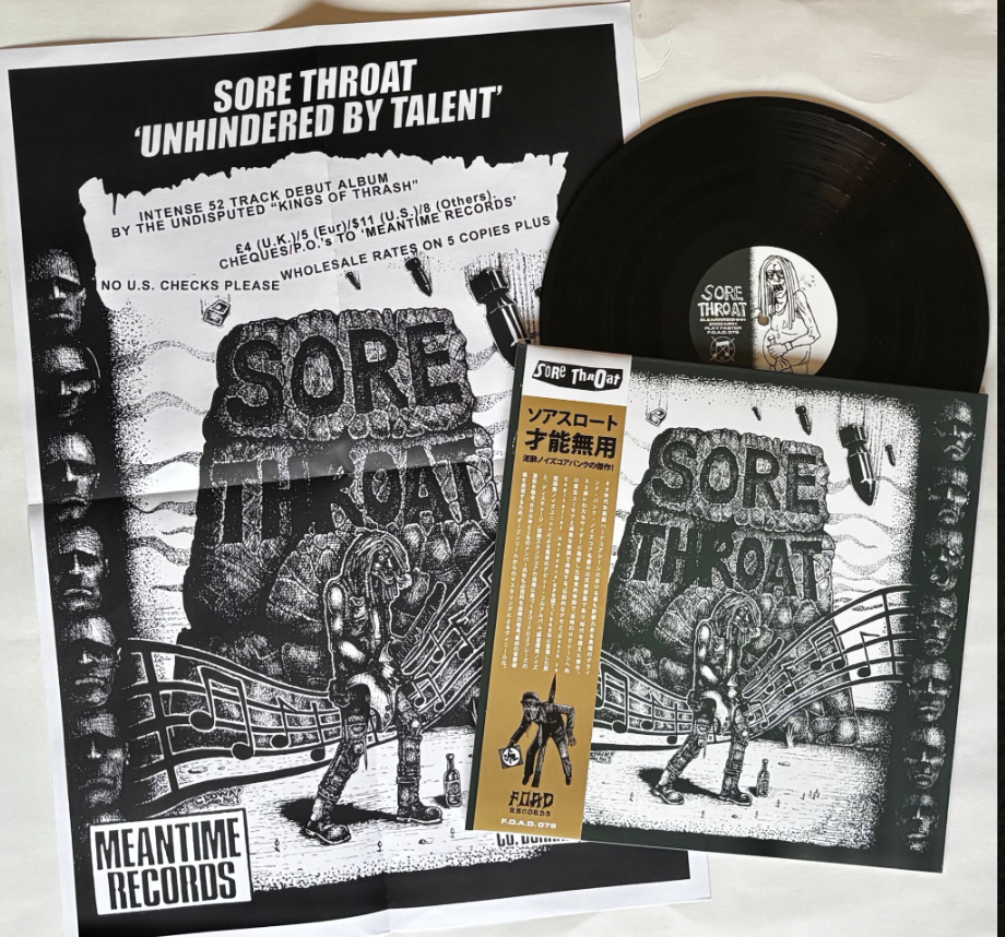 SORE THROAT (ソアー・スロウト)  - Unhindered By Talent (Italy 正規再発「250枚限定ブラックヴァイナル」LP/ New) 帯、ポスター付き！