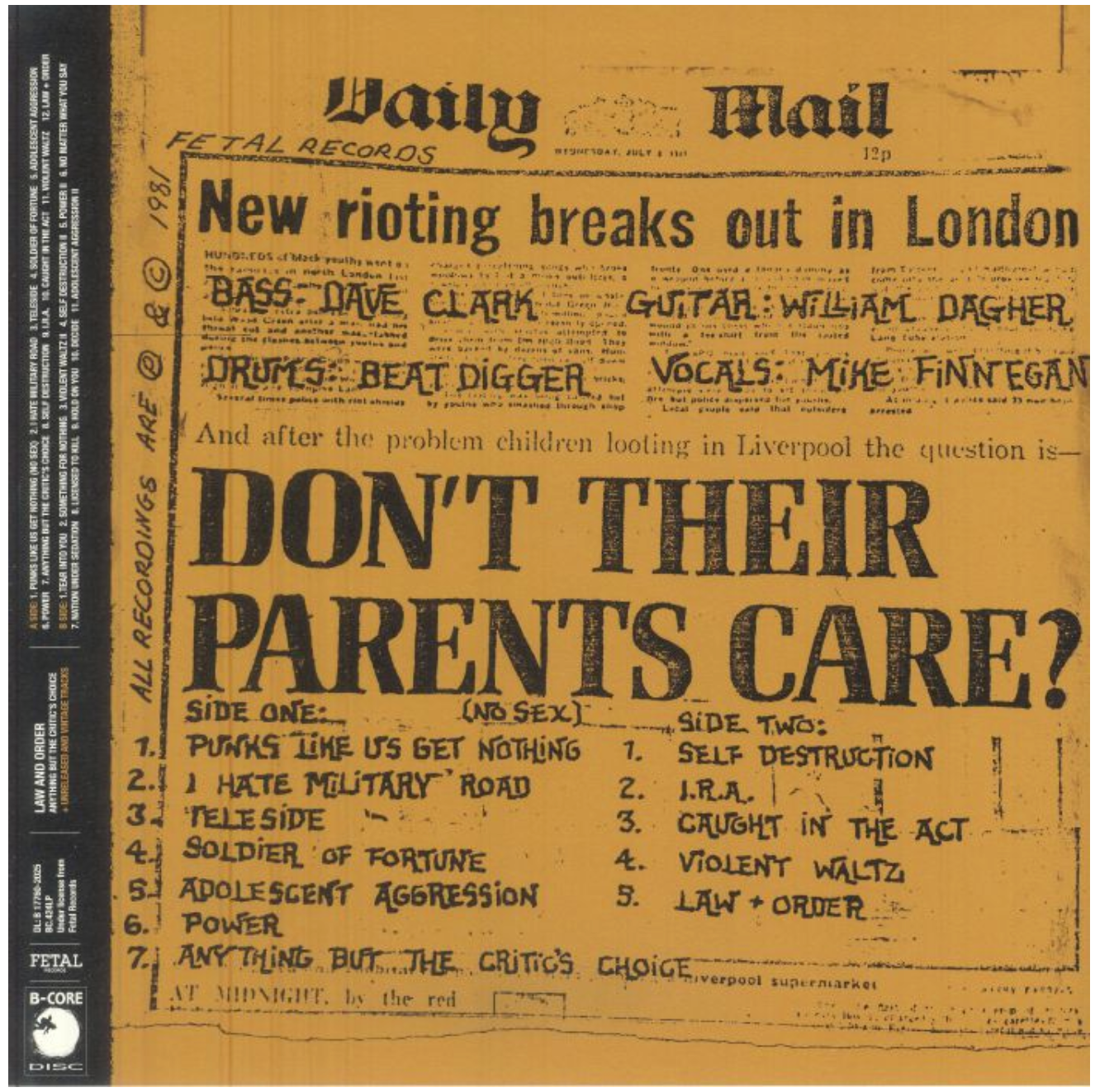 LAW AND ORDER (ロウ・アンド・オーダー)  - Anything But The Critic's Choice + Unreleased And Vintage Tracks (Spain 「正規」限定再発 LP/ New) '81年ボルチモアの高速ハードコア！