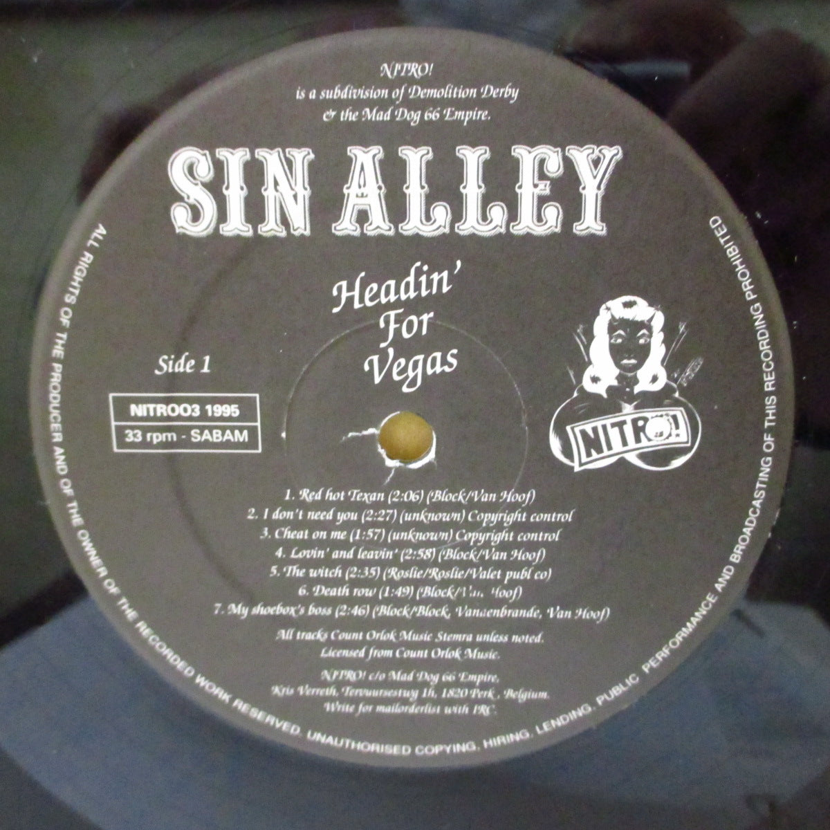 SIN ALLEY  (シン・アレイ)  - Headin' For Vegas (Belgium オリジナル LP+インサート) '95年唯一のアルバム